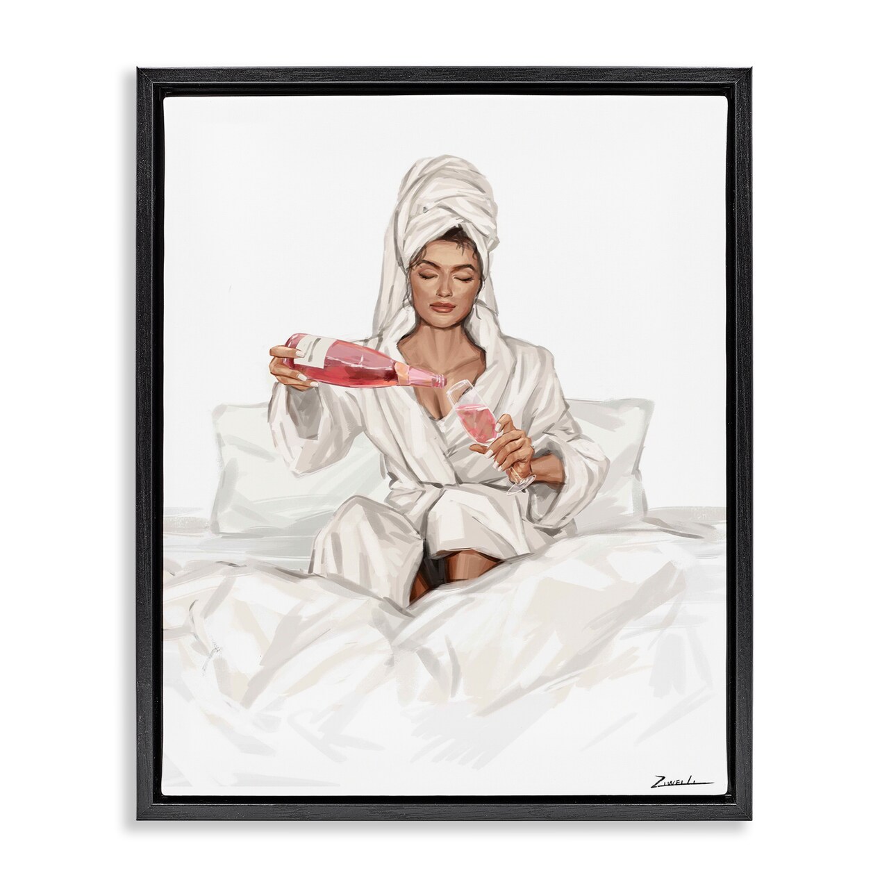 Stupell Industries Female Pouring Champagne Floating Frame, design by Ziwei Li
